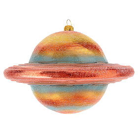 Saturn Christmas tree decoration in blown glass