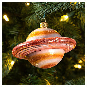 Saturn Christmas tree decoration in blown glass