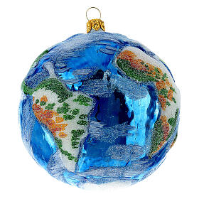 Earth Christmas tree decoration in blown glass