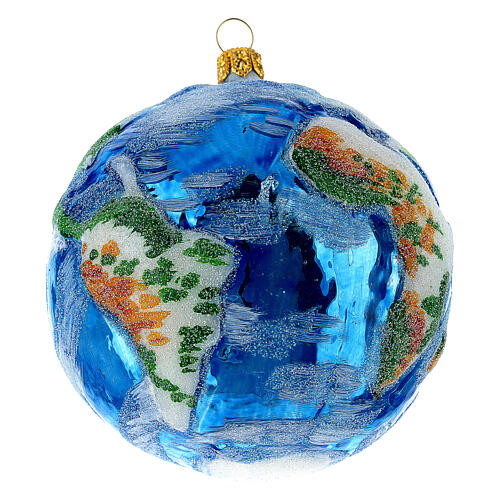 Earth Christmas tree decoration in blown glass 1