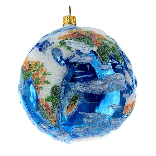 Earth Christmas tree decoration in blown glass 3
