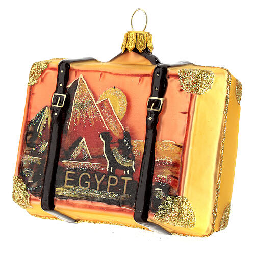 Egypt suitcase Christmas tree decoration in blown glass 4