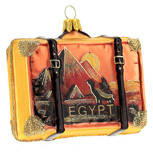 Egypt suitcase Christmas tree decoration in blown glass 5