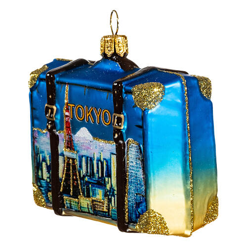 Tokyo suitcase blown glass Christmas tree decoration 3
