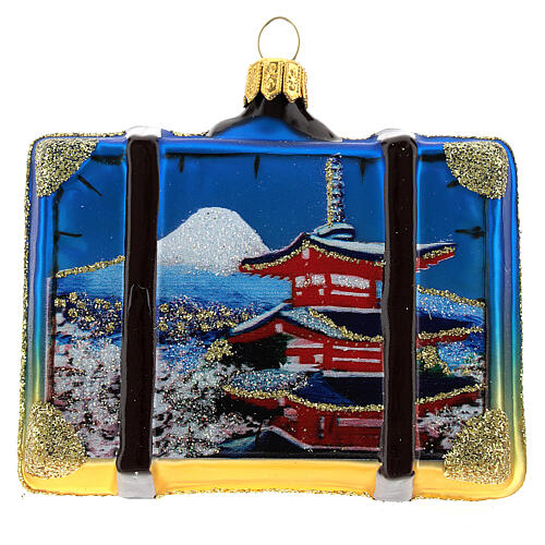 Tokyo suitcase Christmas ornament in blown glass 3