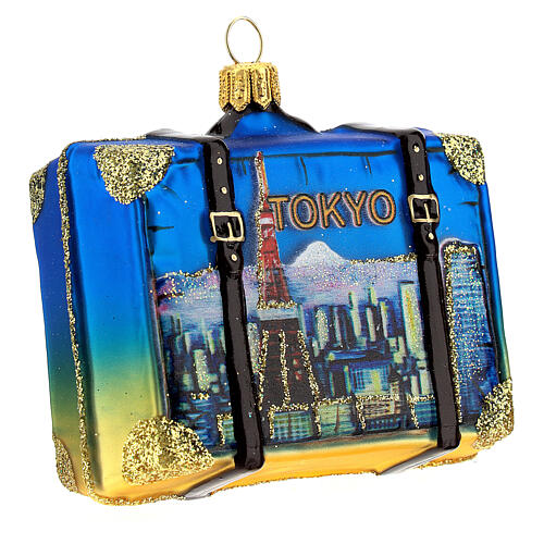 Tokyo suitcase Christmas ornament in blown glass 5