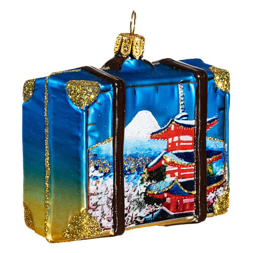 Tokyo suitcase Christmas ornament in blown glass 4