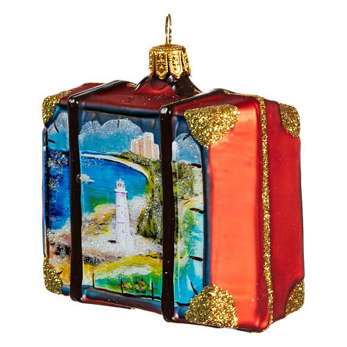 Bahamas suitcase Christmas ornament in blown glass 4
