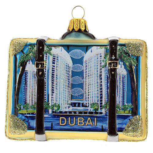 Mala Dubai enfeite para árvore Natal vidro soprado 1