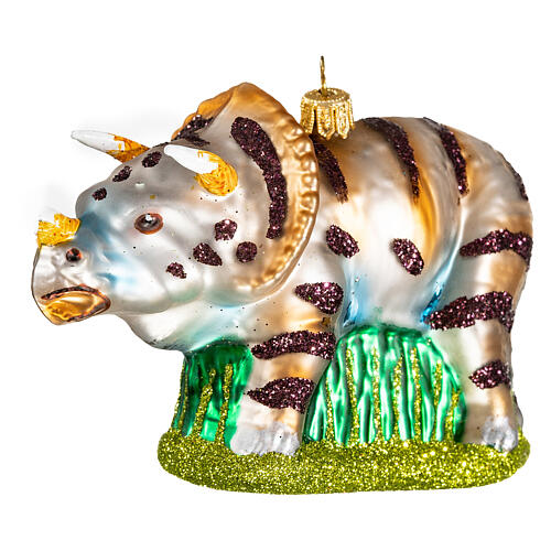 Triceratops blown glass Christmas tree decoration 1