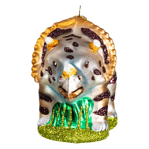 Triceratops Christmas tree decoration in blown glass 6