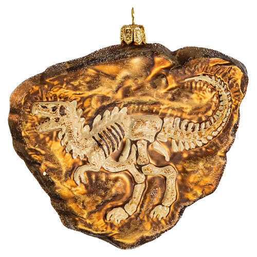 Fóssil de dinossauro enfeite para árvore Natal vidro soprado 1