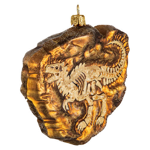 Dinosaur skeleton Christmas tree ornament in blown glass 3