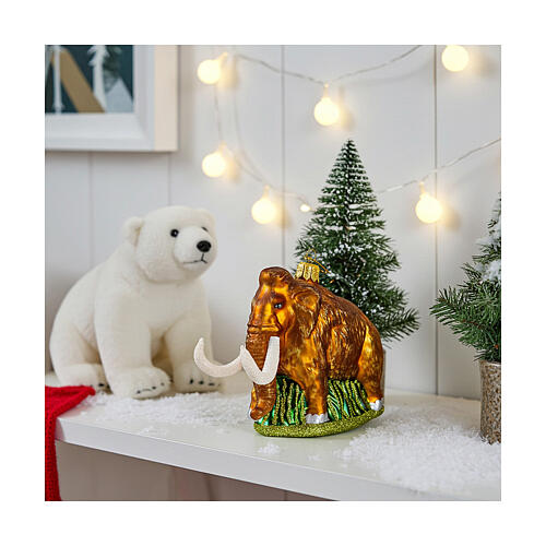 Mamute enfeite para árvore Natal vidro soprado 4