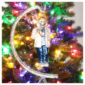 Doctor Christmas tree ornament blown glass