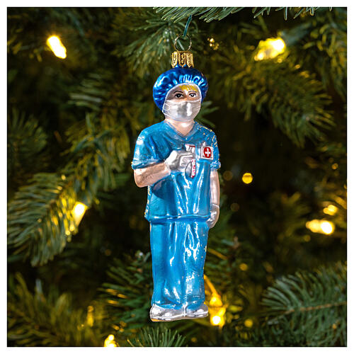 Nurse Christmas tree ornament blown glass 2