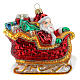 Santa Claus Christmas tree ornament sleigh in blown glass s1