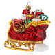 Santa Claus Christmas tree ornament sleigh in blown glass s5