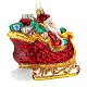 Santa Claus Christmas tree ornament sleigh in blown glass s6