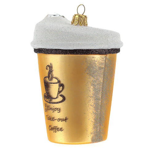 Takeaway coffee cup Christmas ornament in blown glass 3