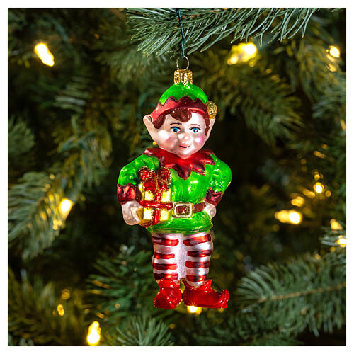 Elfo de Pai Natal enfeite para árvore de Natal vidro soprado 2