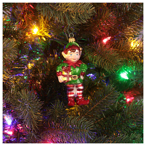 Elf blown glass Christmas tree decoration 2