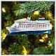 Cruise ship blown glass Christmas tree decoration s2