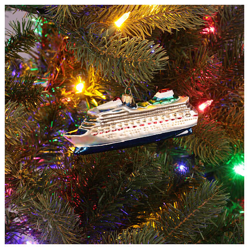 Cruise ship Christmas tree decoration in blown glass 2
