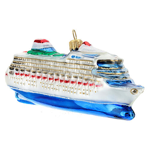 Cruise ship Christmas tree decoration in blown glass 4
