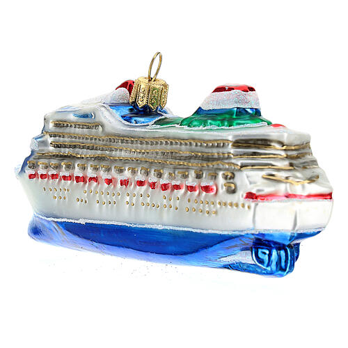 Cruise ship Christmas tree decoration in blown glass 6