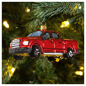 Pick up truck blown glass Christmas tree decoration