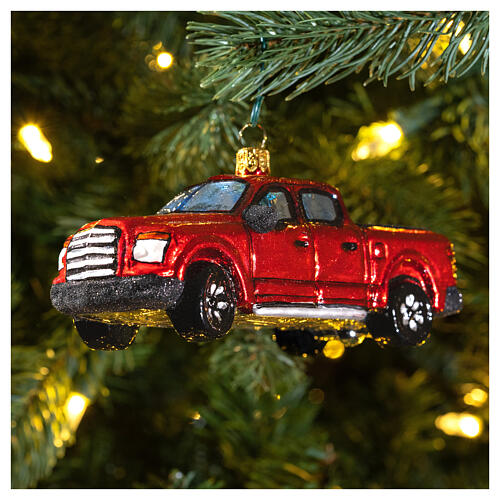 Pick up truck blown glass Christmas tree decoration 2