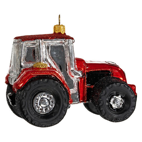 Tractor Christmas tree ornament in blown glass 1