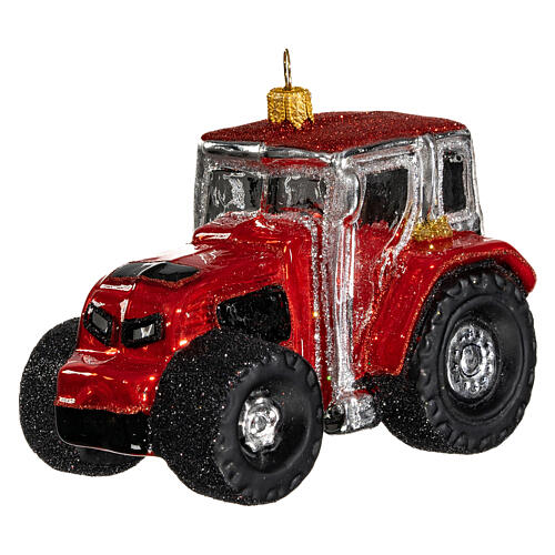 Tractor Christmas tree ornament in blown glass 4