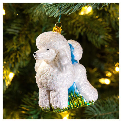 Poodle Christmas tree ornament in blown glass 2