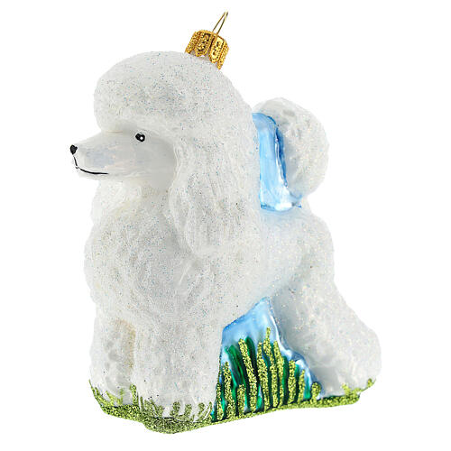 Poodle Christmas tree ornament in blown glass 3