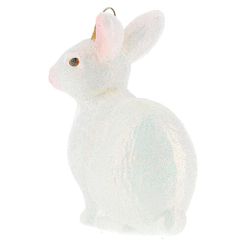 Weißes Kaninchen, Weihnachtsbaumschmuck aus mundgeblasenem Glas 6