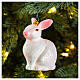 White rabbit blown glass Christmas tree decoration s2