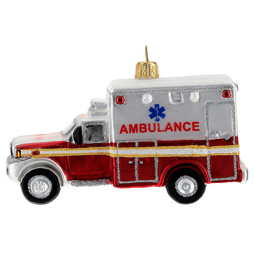 NYC ambulance blown glass Christmas tree decoration | online sales on