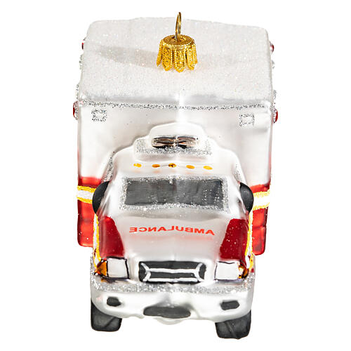 NYC ambulance blown glass Christmas tree decoration 4