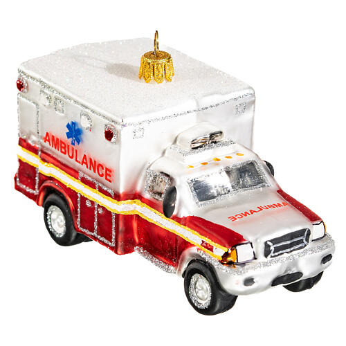 NYC ambulance blown glass Christmas tree decoration 5