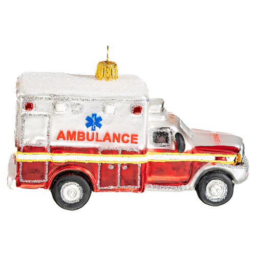 Ambulance NYC Christmas ornament blown glass 6
