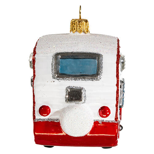 Vintage camper with Christmas tree decoration in blown glass 7