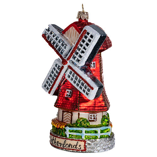 Dutch windmill blown glass Christmas tree decoration 3