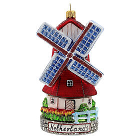 Moulin à vent hollandais décoration sapin de Noël en verre soufflé