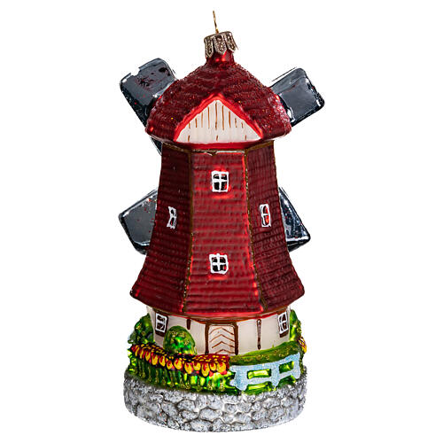 Moulin à vent hollandais décoration sapin de Noël en verre soufflé 6