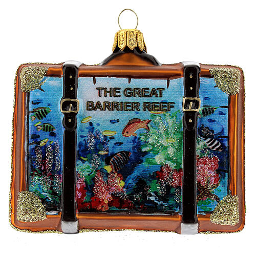 The Great Barrier Reef suitcase Christmas tree ornament blown glass 1