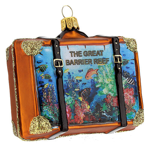 The Great Barrier Reef suitcase Christmas tree ornament blown glass 5
