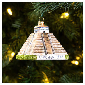 Chichen Itza-Pyramide, Weihnachtsbaumschmuck aus mundgeblasenem Glas