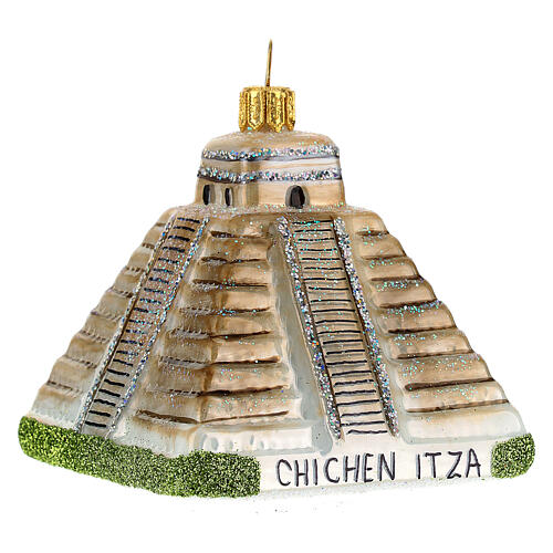 Chichén Itzá ornement verre soufflé sapin Noël 4